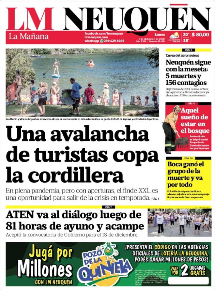 Portada de La Mañanade Neuquén (Argentina)