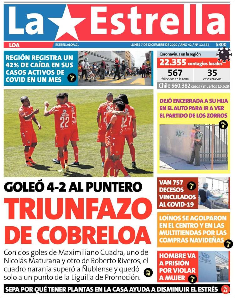 Portada de La Estrella de Loa (Chile)