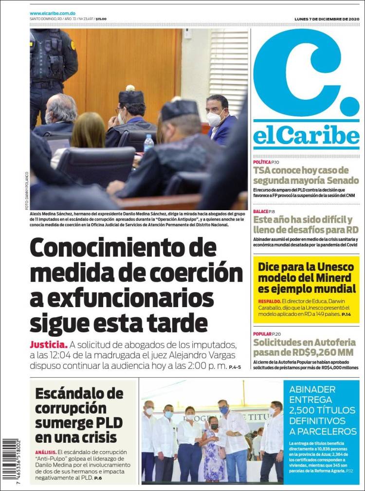 Portada de El Caribe (R. Dominicana)