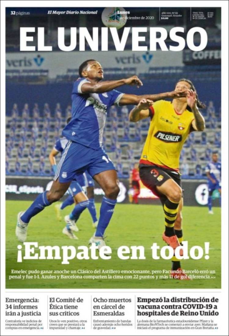 Portada de El Universo - Ecuador (Ecuador)