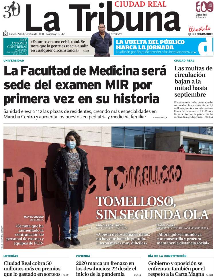 Portada de La Tribuna de Ciudad Real (Espa&ntilde;a)