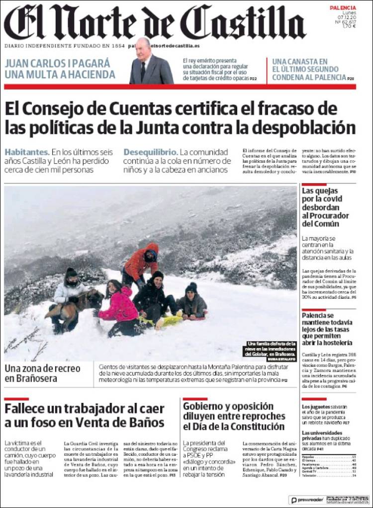 Portada de Norte de Castilla - Palencia (Espa&ntilde;a)