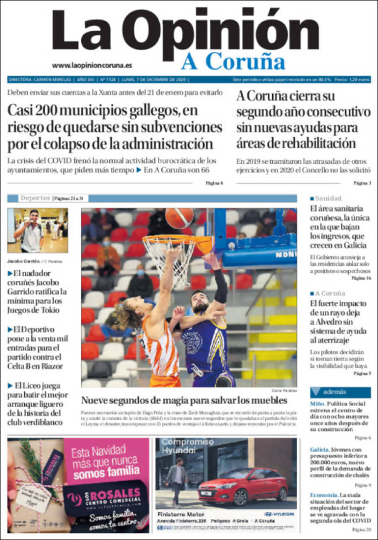 Portada de La Opinión de A Coruña (Espa&ntilde;a)