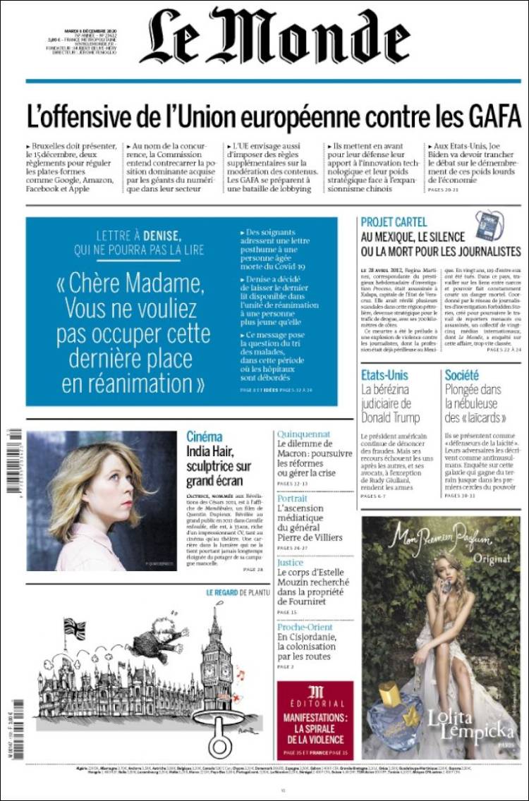 Portada de Le Monde (Francia)