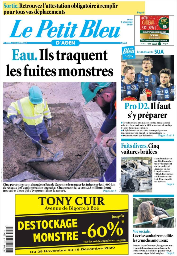 Portada de Le Petit Bleu (Francia)