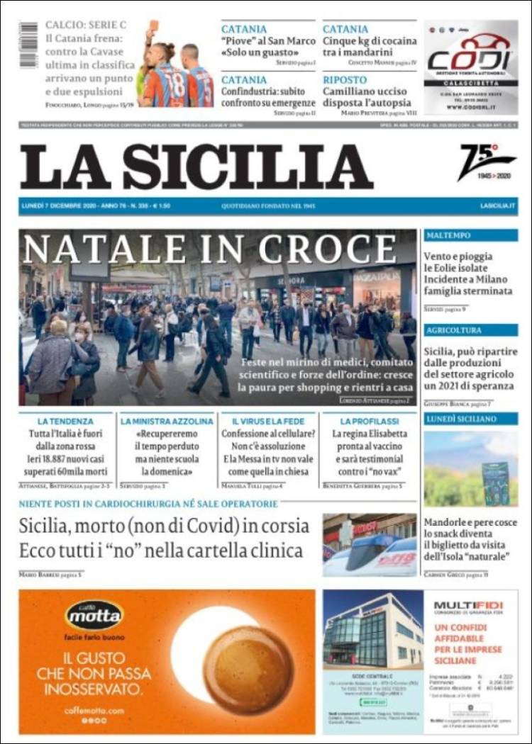 Portada de La Sicilia (Italia)