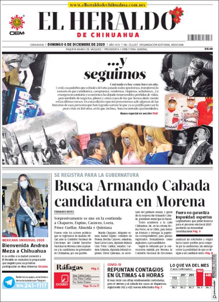 Portada de El Heraldo de Chihuahua (México)
