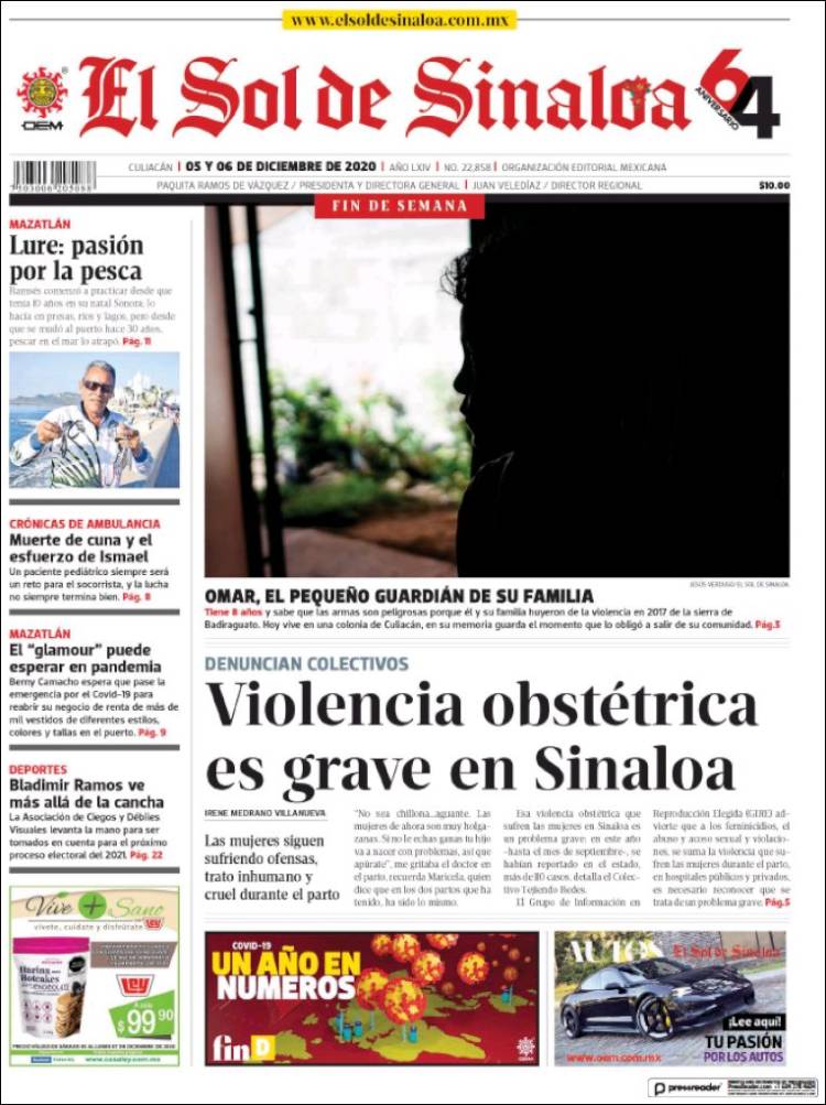 Portada de El Sol de Sinaloa (México)