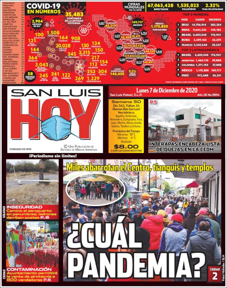 Portada de San Luis Hoy (México)