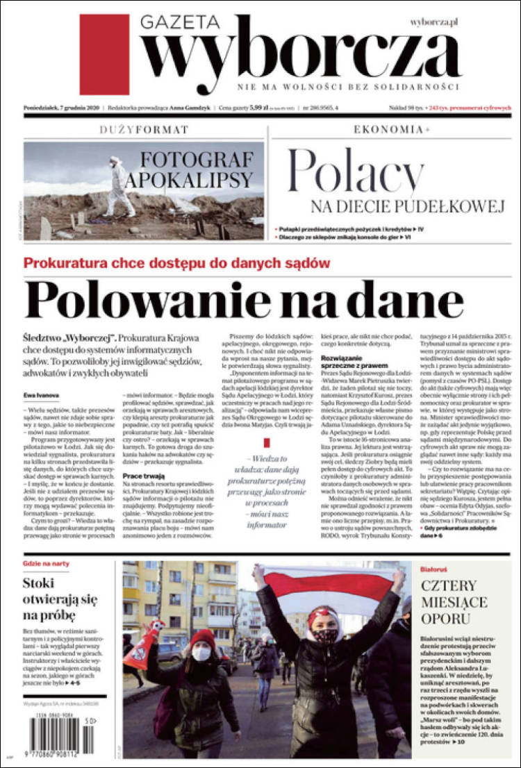 Portada de Gazeta Wyborcza (Polonia)