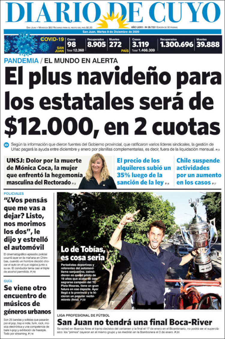 Portada de Diario de Cuyo (Argentina)