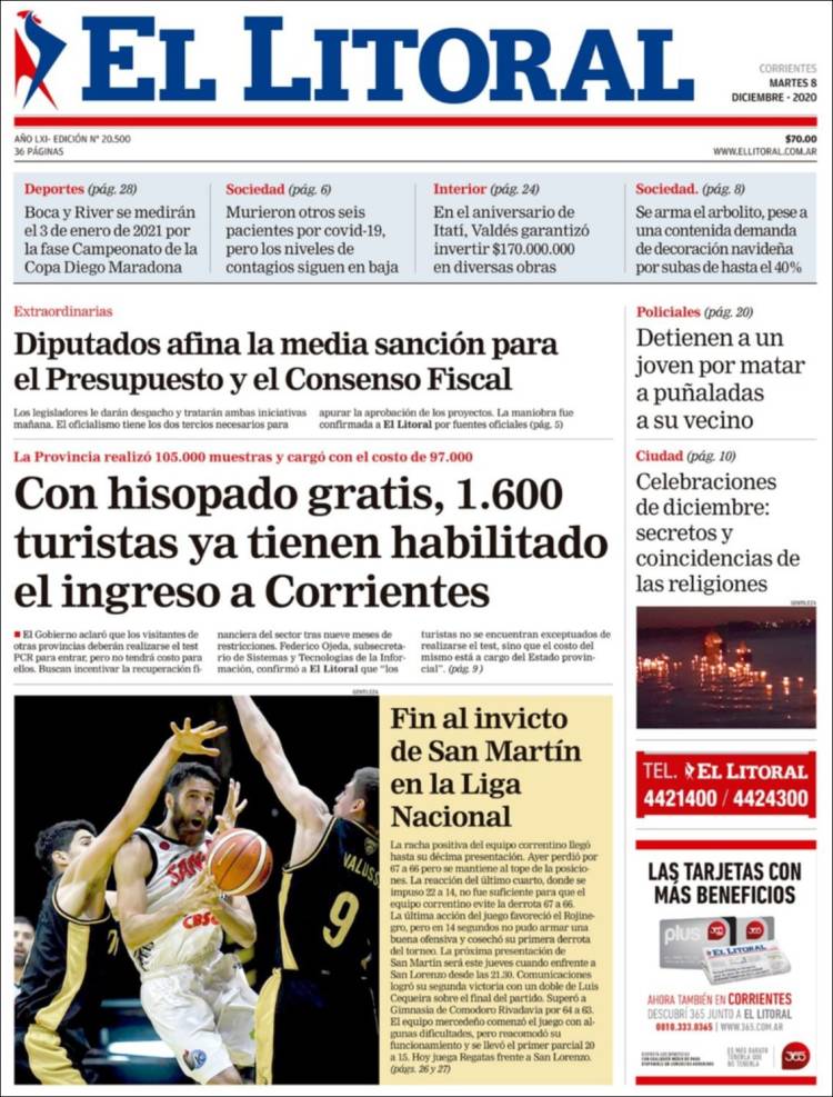 Portada de El Litoral Corrientes (Argentina)