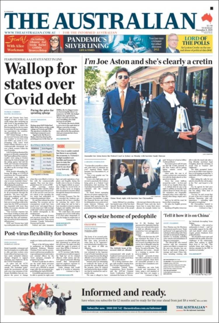 Portada de The Australian (Australia)