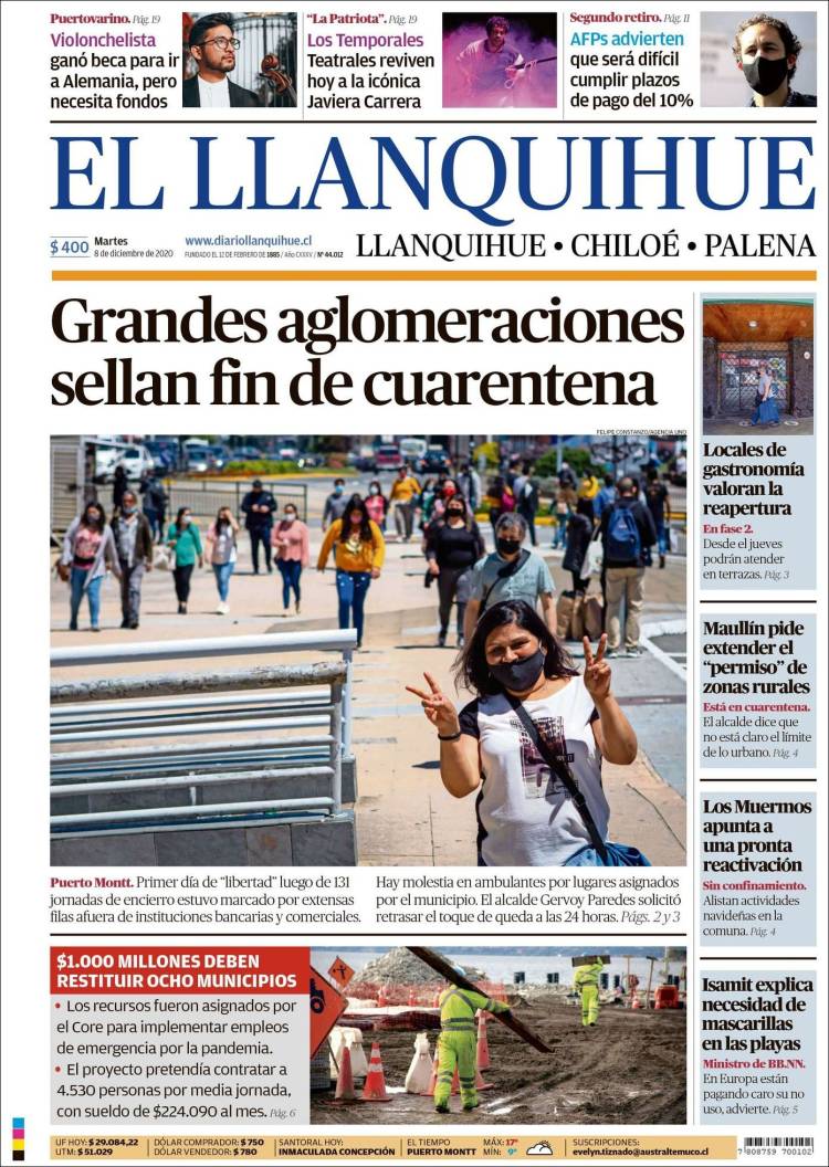 Portada de El Llanquihue (Chile)