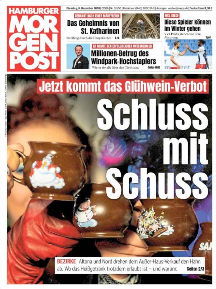 Portada de Hamburger Morgenpost  (Alemania)