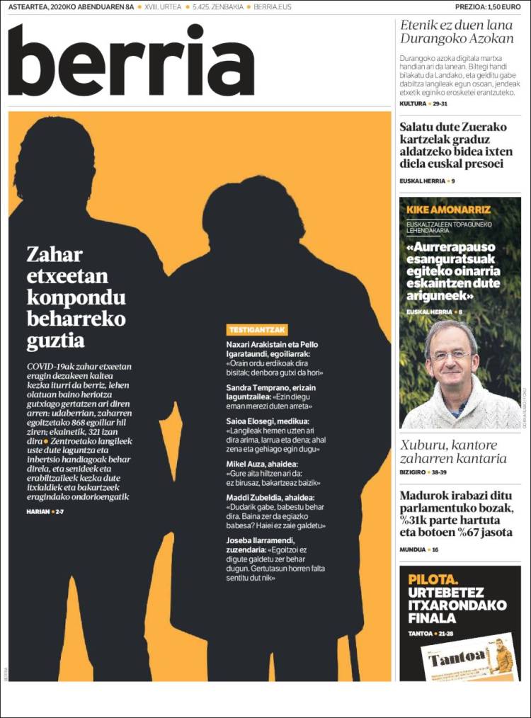 Portada de Berria (Espa&ntilde;a)