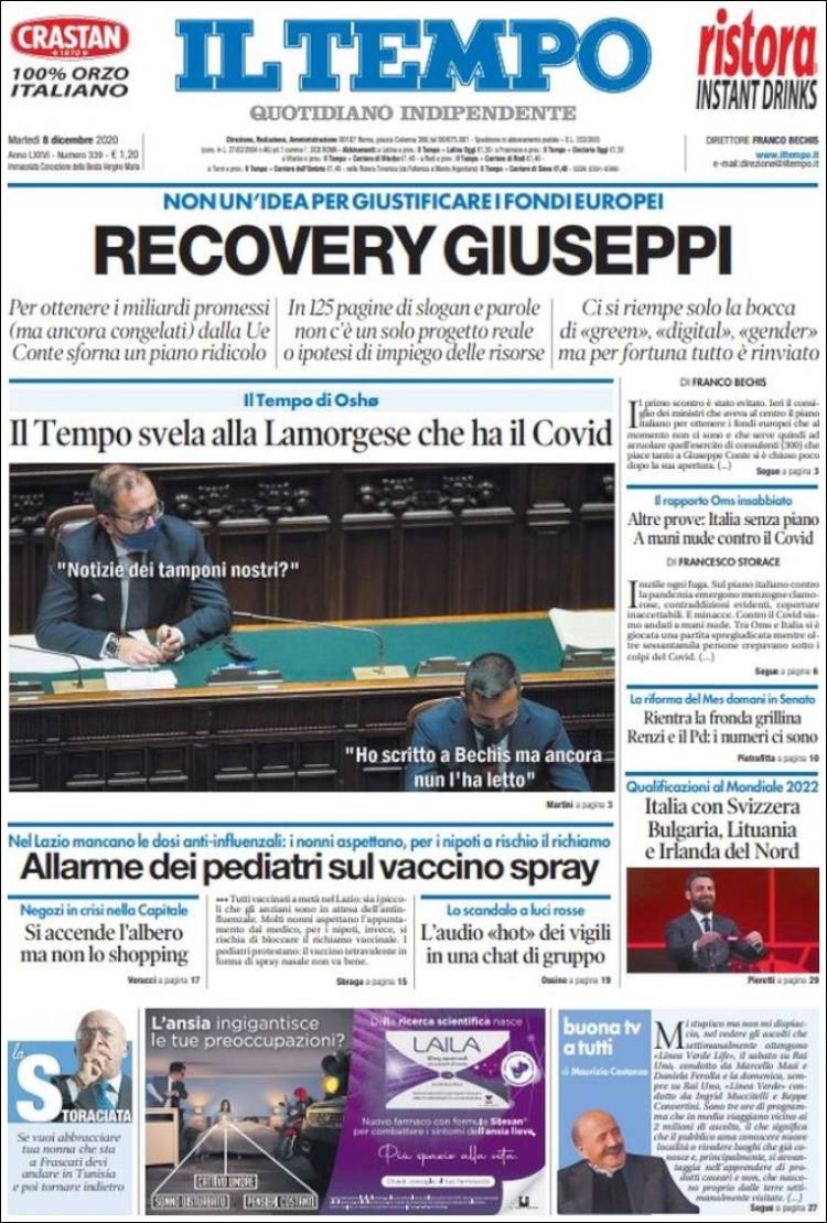 Portada de Il Tempo (Italia)