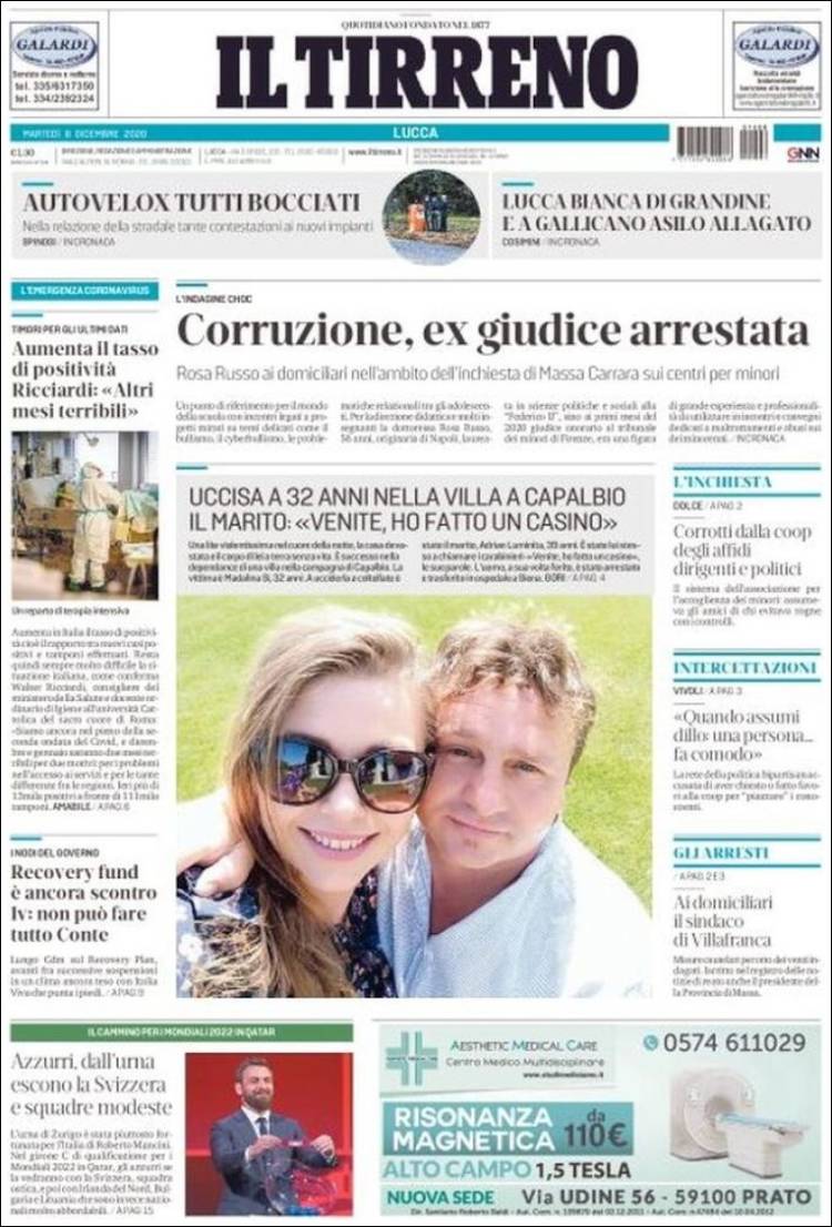 Portada de Il Tirreno (Italia)