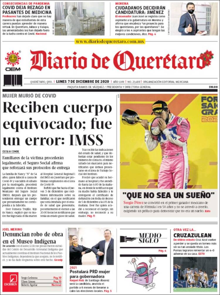 Portada de Diario de Querétaro (México)