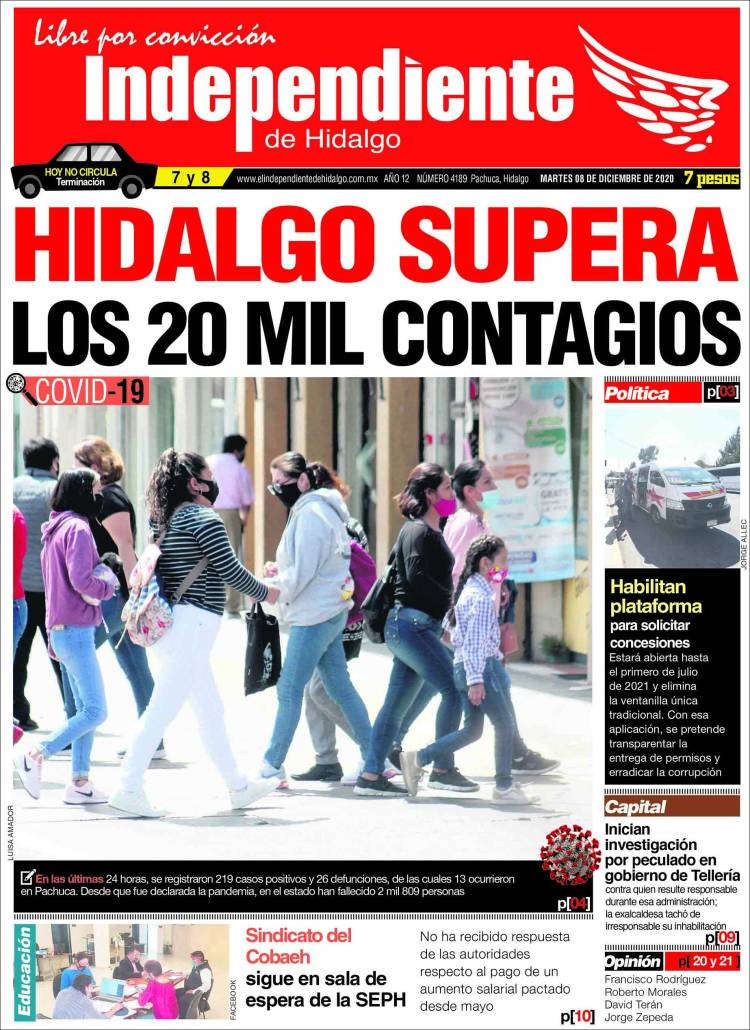 Portada de El Independiente de Hidalgo (Mexico)