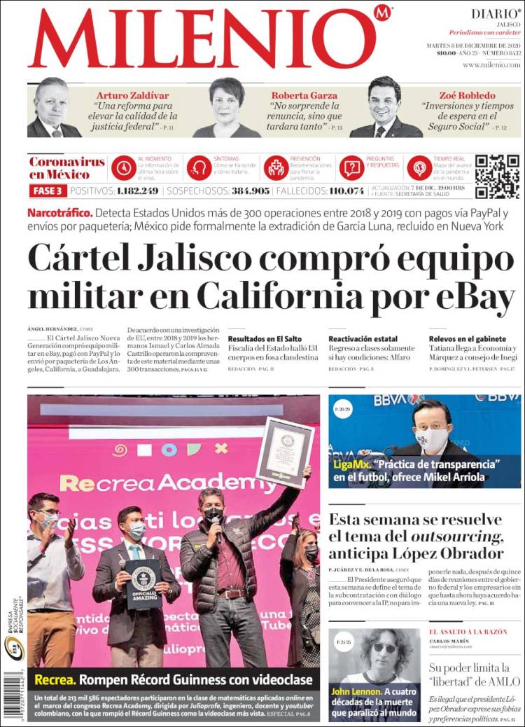 Portada de Milenio - Jalisco (Mexico)