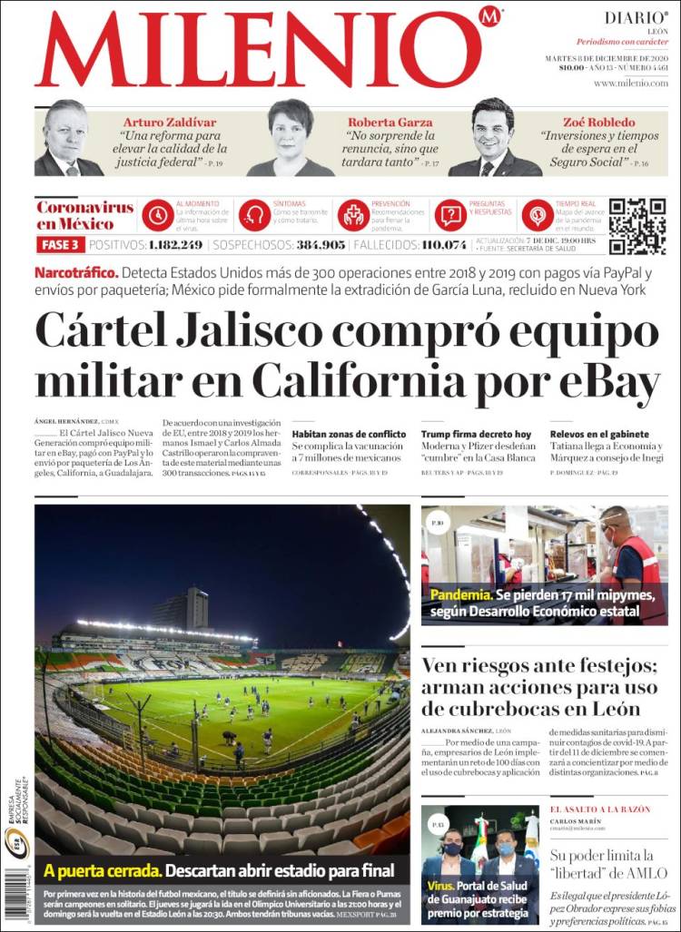 Portada de Milenio de León (Mexico)