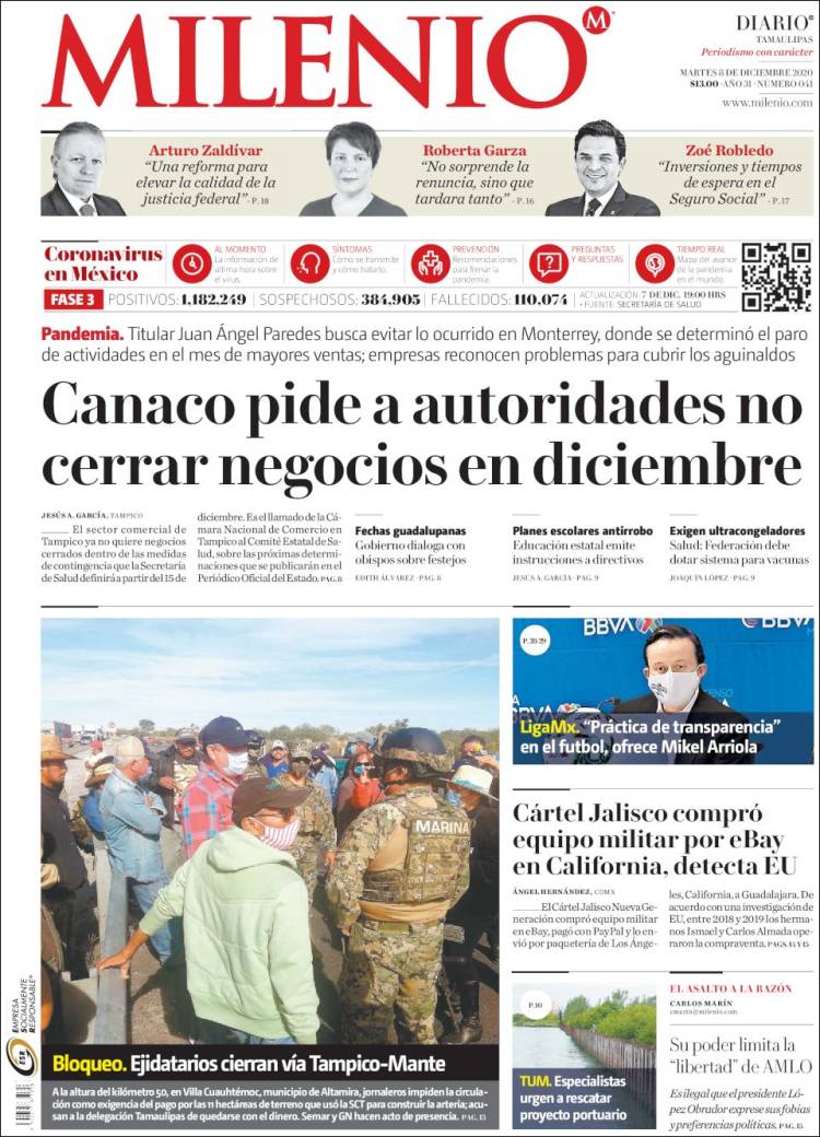 Portada de Milenio - Tamaulipas (Mexico)