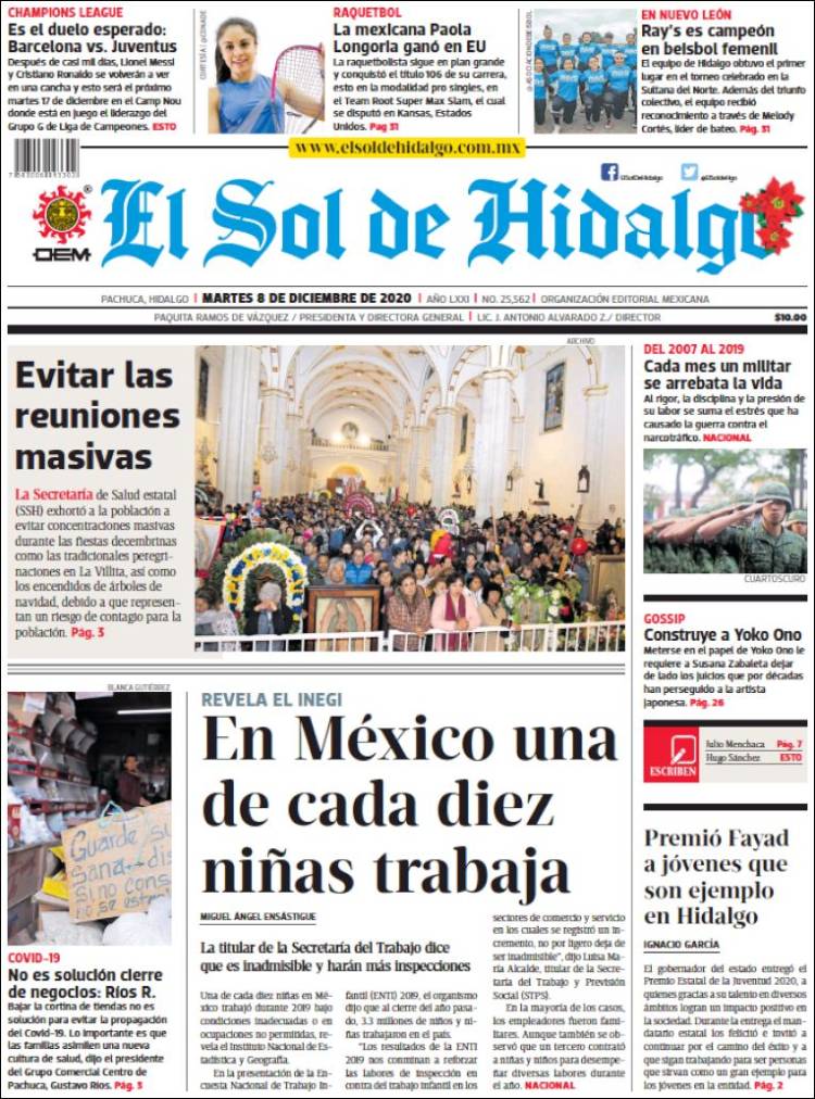 Portada de El Sol de Hidalgo (Mexico)