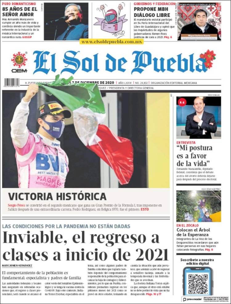 Portada de El Sol de Puebla (Mexico)