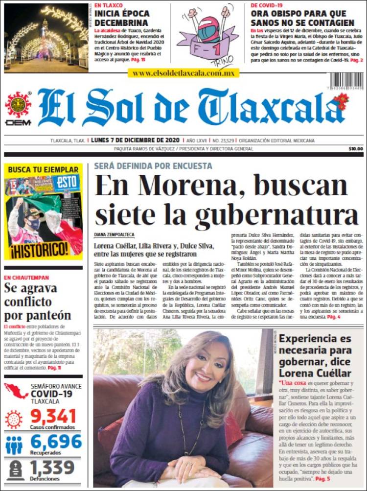 Portada de El Sol de Tlaxcala (Mexico)