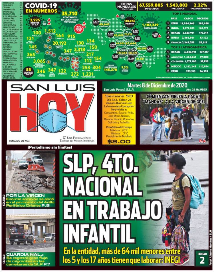 Portada de San Luis Hoy (Mexico)