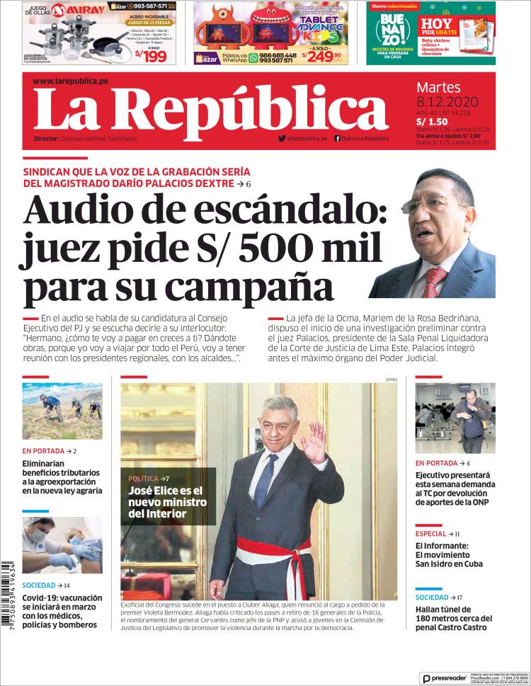 Portada de La Republica (Per&uacute;)
