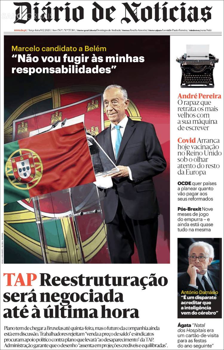 Portada de Diário de Noticias (Portugal)