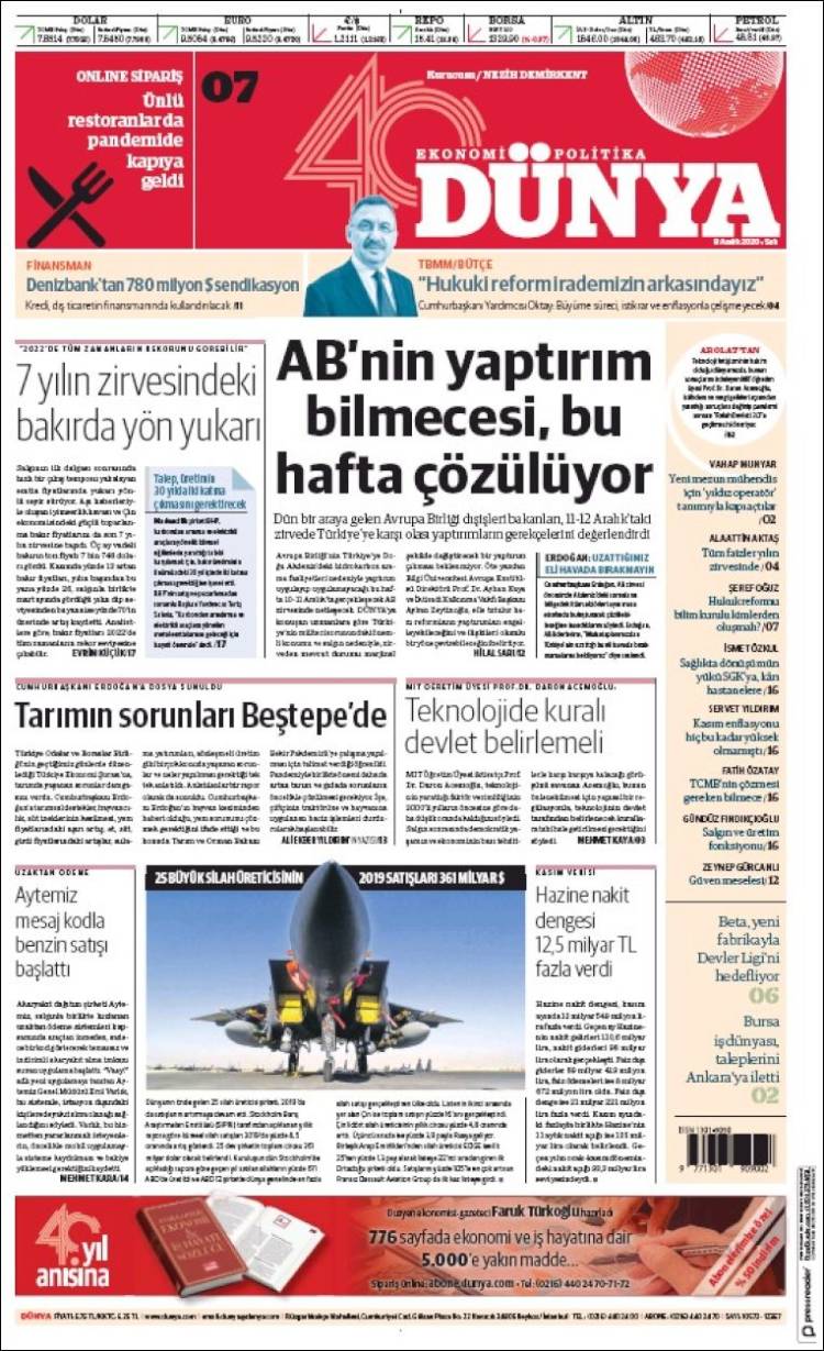 Portada de Dünya (Turqu&iacute;a)