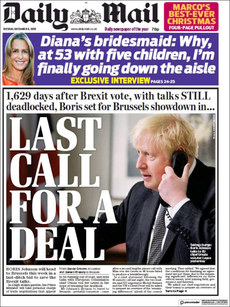 Portada de Daily Mail (Reino Unido)