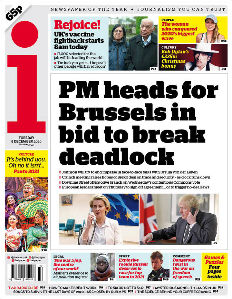 Portada de The i (Reino Unido)