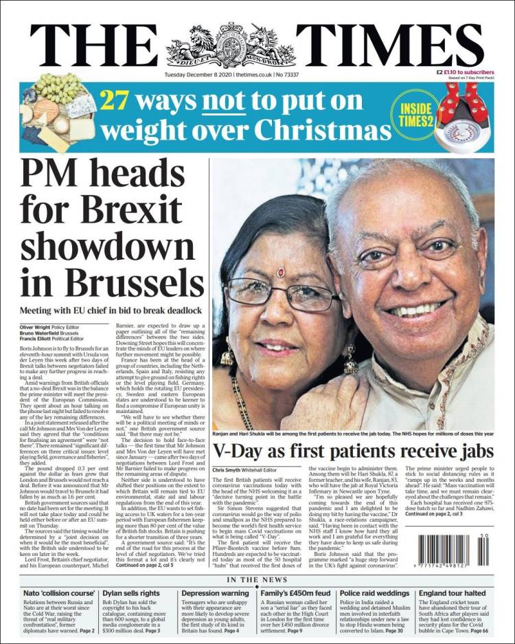 Portada de The Times (Reino Unido)