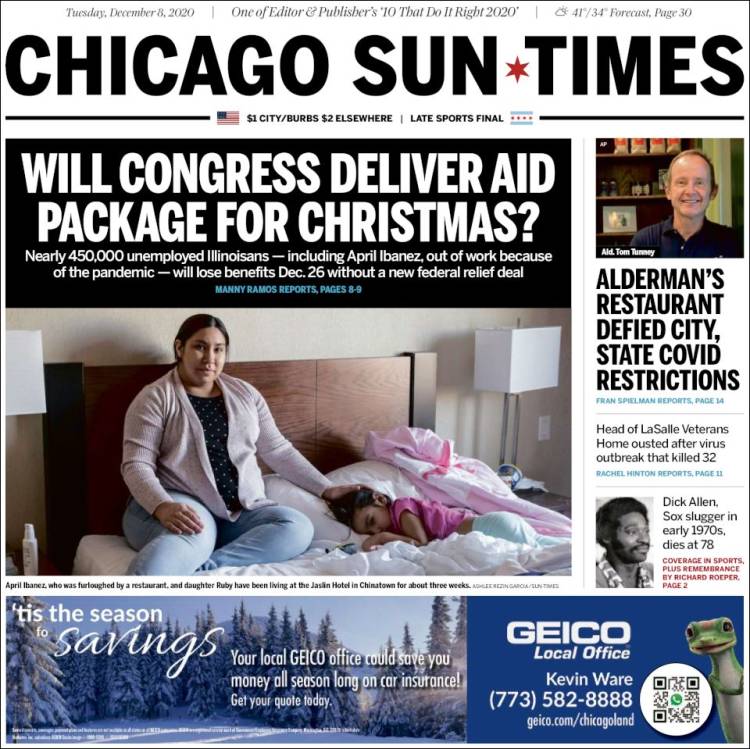 Portada de Chicago Sun-Times (USA)