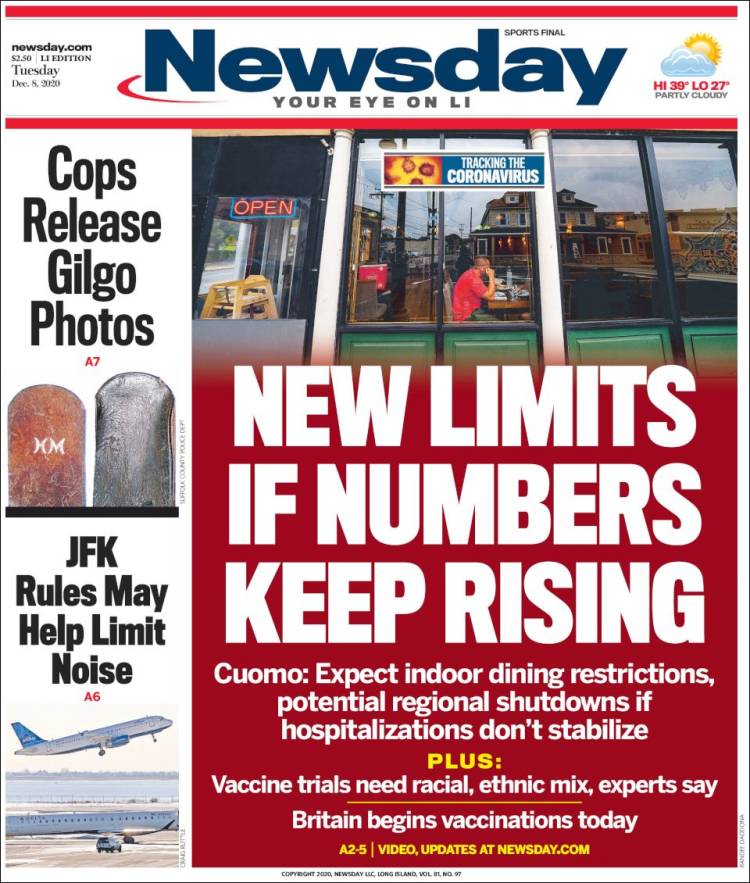 Portada de Newsday (USA)