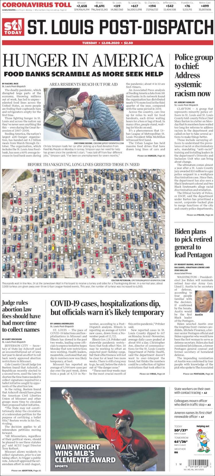 Portada de St. Louis Post-Dispatch (USA)