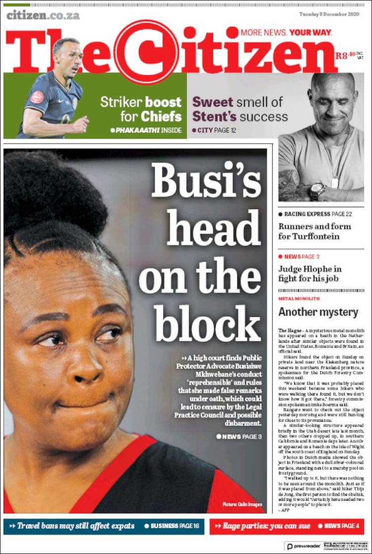 Portada de The Citizen (Sud&aacute;frica)