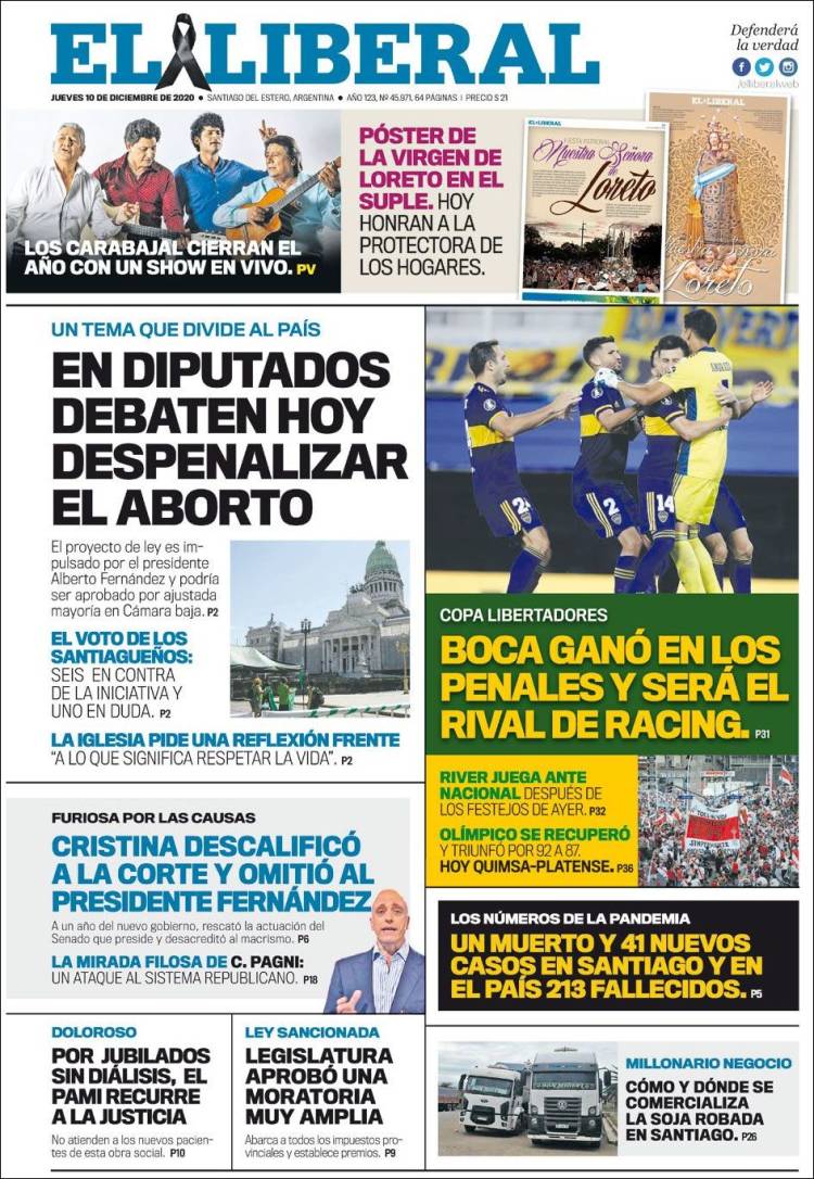 Portada de Diario El Liberal (Argentina)