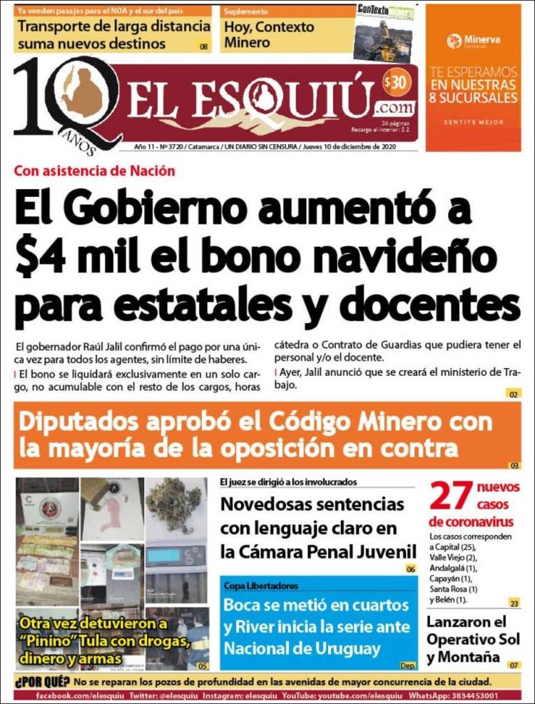 Portada de El Esquiu (Argentina)