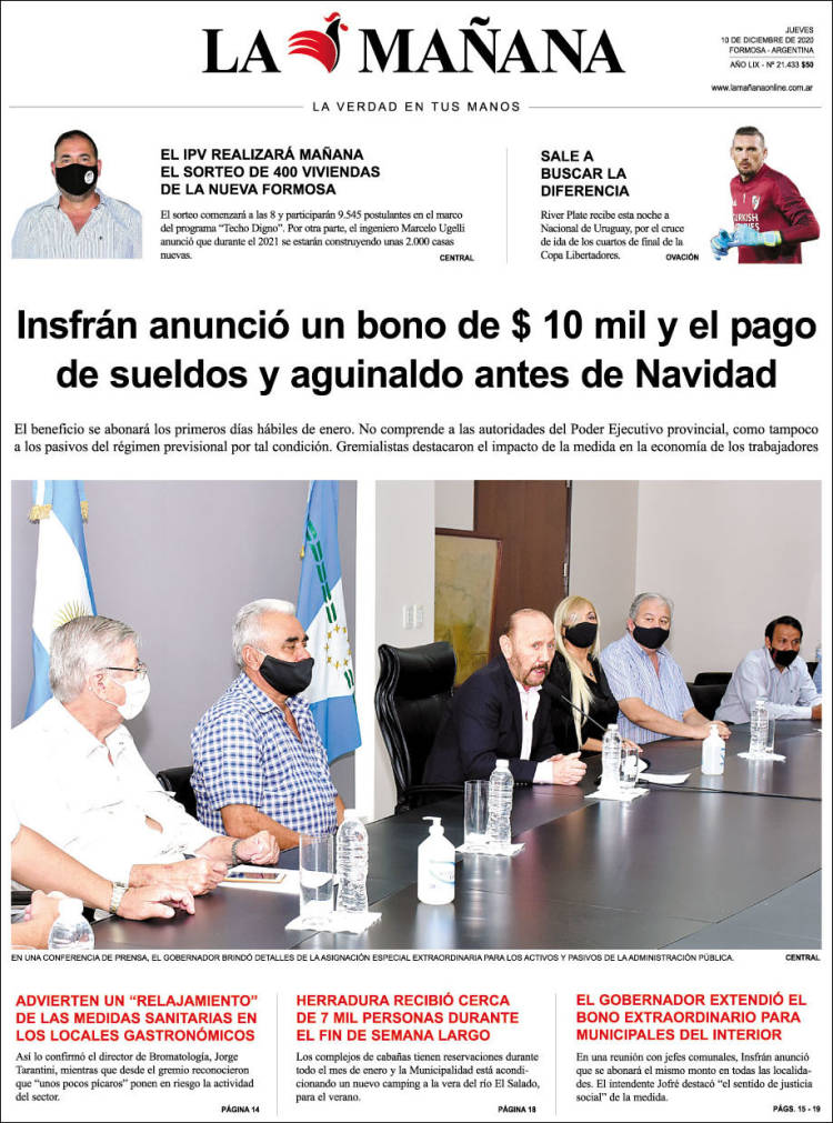 Portada de Diario La Mañana (Argentina)