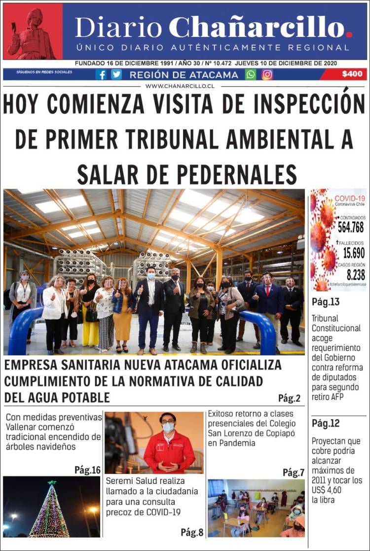 Portada de Diario Chañarcillo (Chile)