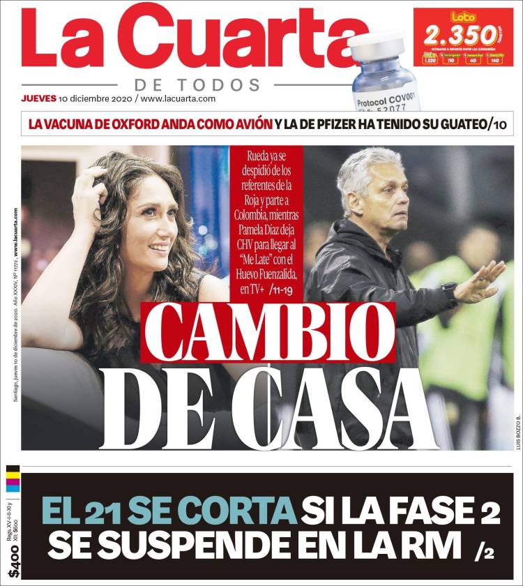 Portada de La Cuarta (Chile)