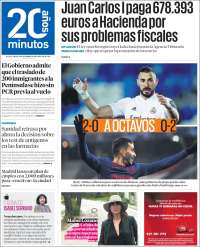 Portada de 20 Minutos - Madrid (España)