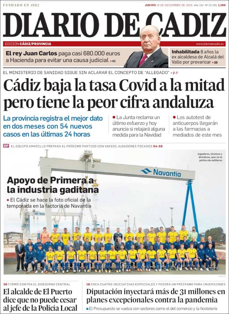 Portada de Diario de Cádiz (España)