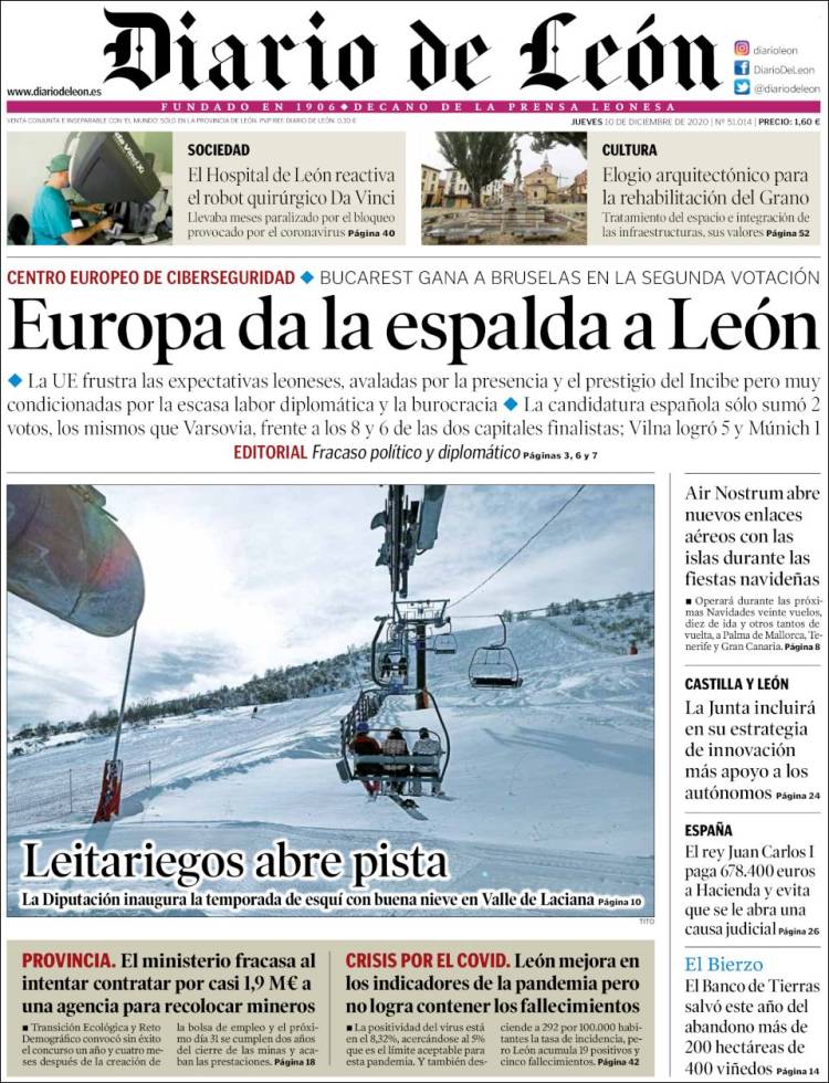 Portada de Diario de León (España)