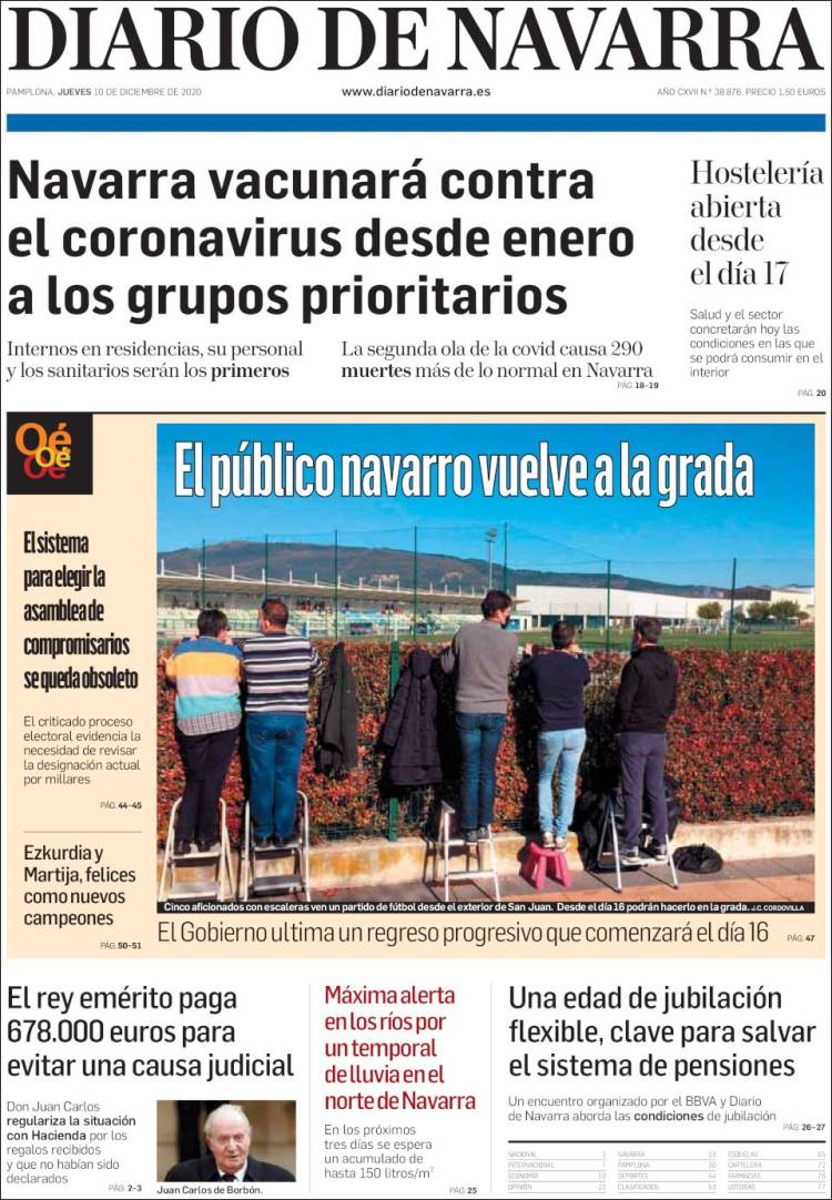 Portada de Diario de Navarra (España)